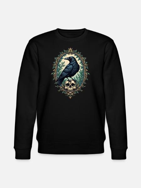 Raven with skull - Stanley/Stella CHANGER Unisex Organic Sweatshirt - black