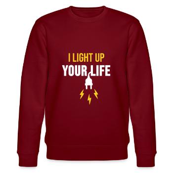 Electrician electrical engineering light bulb gift - Stanley/Stella CHANGER Unisex Organic Sweatshirt - burgundy - Front - Nik (191cm) & Marisol (170cm)