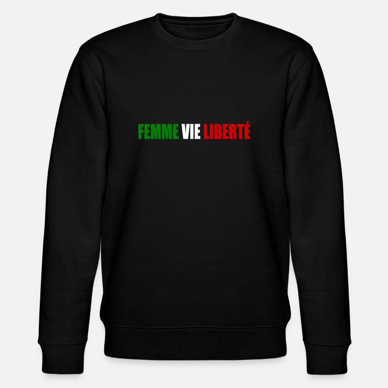 Femme vie liberte - Stanley/Stella Unisex Bio-Sweatshirt CHANGER  - Schwarz