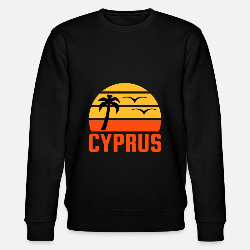 Chypre (demi-soleil, palmier, deux oiseaux) - Sweat bio CHANGER Stanley/Stella Unisexe - noir