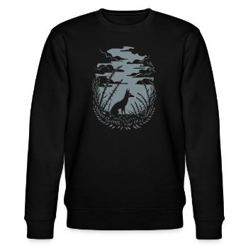 Dunkel Cottagecore Wolf Naturmotiv - Stanley/Stella Unisex Bio-Sweatshirt CHANGER  - Schwarz - Vorne - Nik (191cm) & Marisol (170cm)