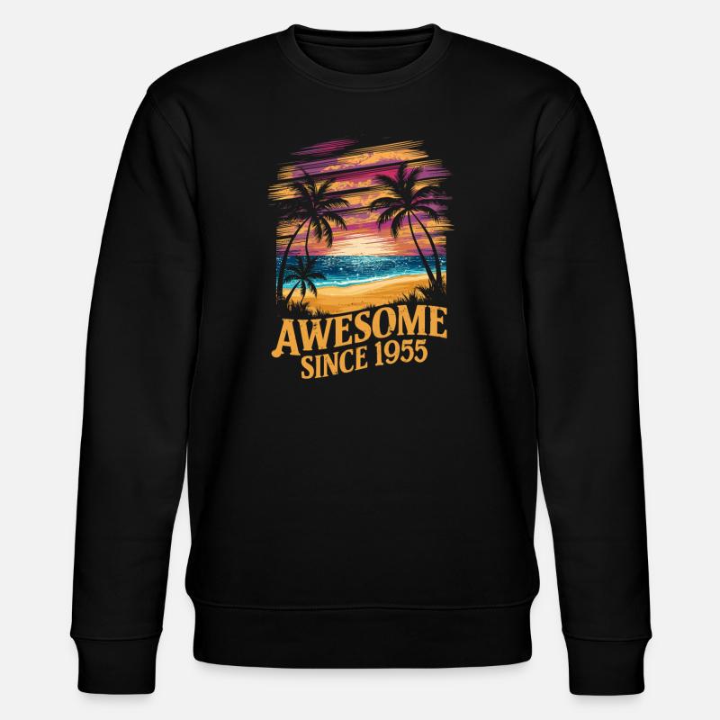 Awesome Since 1955 Beach Sunset - Stanley/Stella CHANGER Unisex Organic Sweatshirt - black