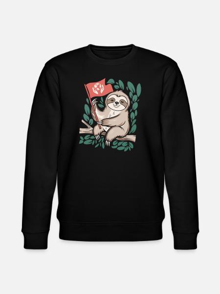 Eco-friendly sloth with environmental flag - Stanley/Stella CHANGER Unisex Organic Sweatshirt - black