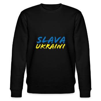 Slava Ukraini No War Frieden Peace - Stanley/Stella Unisex Bio-Sweatshirt CHANGER  - Schwarz - Vorne - Nik (191cm) & Marisol (170cm)
