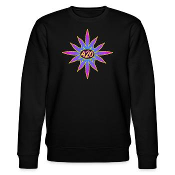 420 Cannabis - Hanf - Marihuana - Weed - Marijuana - Stanley/Stella Unisex Bio-Sweatshirt CHANGER  - Schwarz - Vorne - Nik (191cm) & Marisol (170cm)