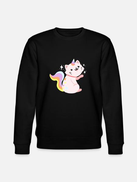 Siddende Caticorn - Funny Caticorn Kat - Stanley/Stella økologisk unisex-sweatshirt CHANGER - sort