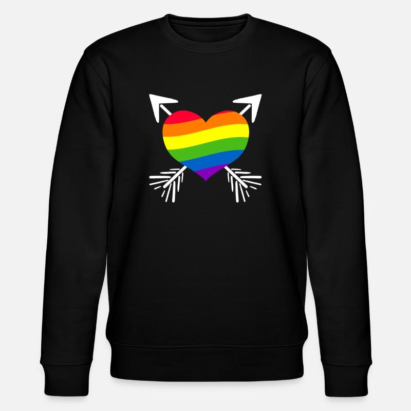 Regenbogen Herz Pfeil - Stanley/Stella Unisex Bio-Sweatshirt CHANGER  - Schwarz