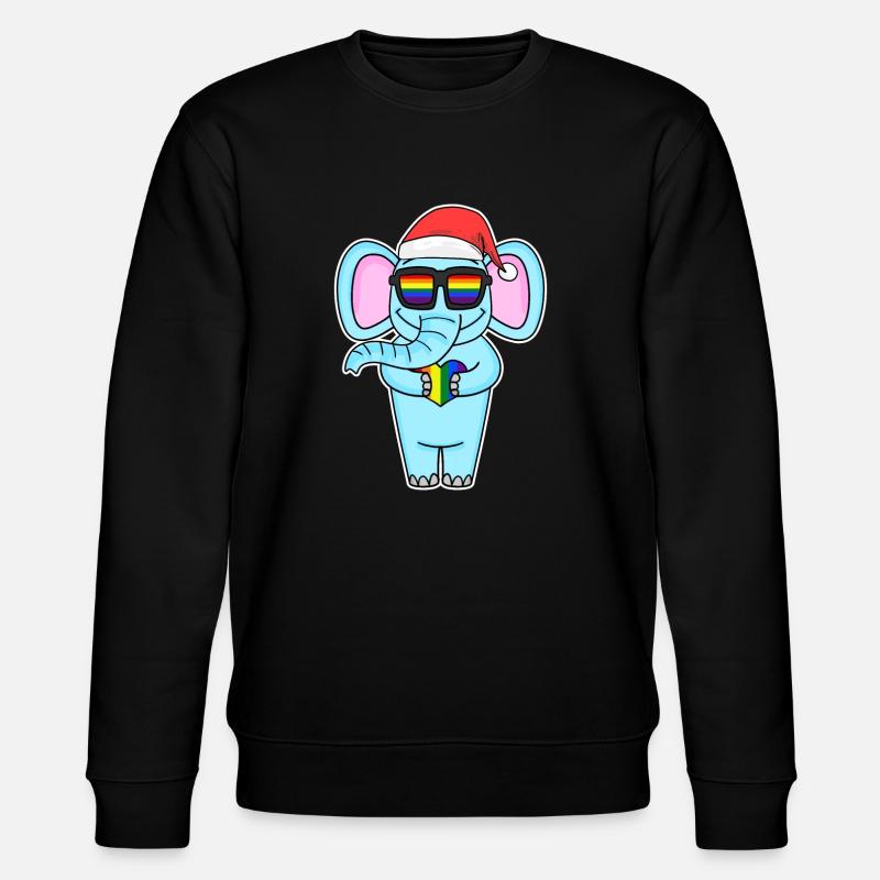 Éléphant Arc-en-ciel Noël - Sweat bio CHANGER Stanley/Stella Unisexe - noir