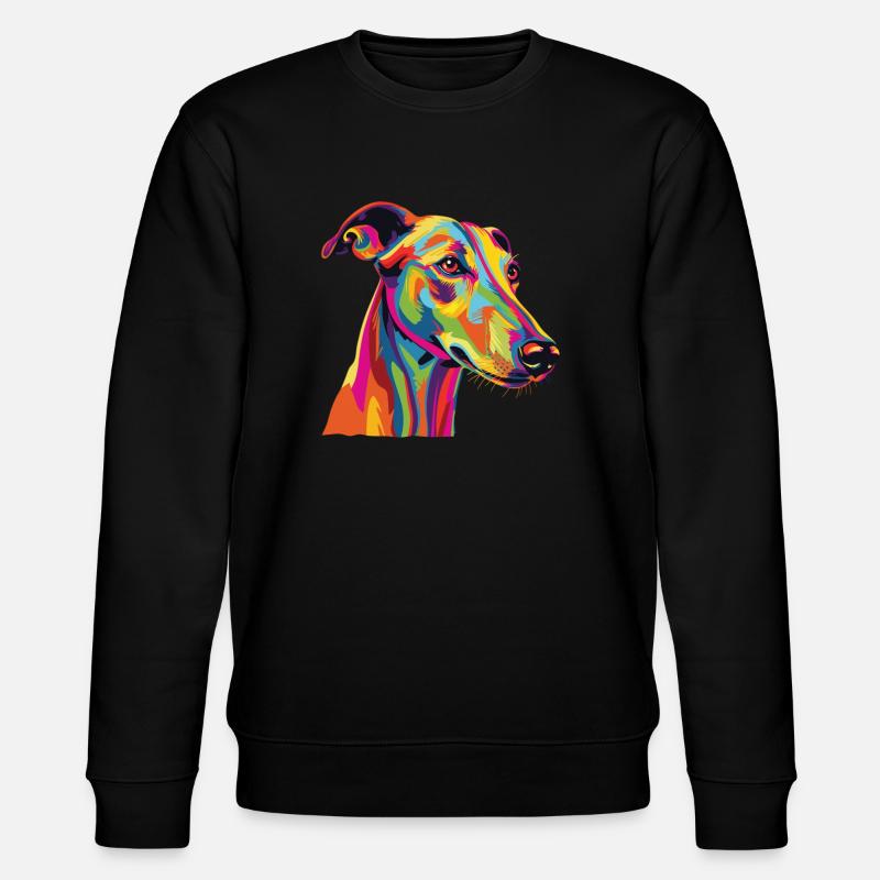 Wasserfarben Farbenfroher Greyhound - Stanley/Stella Unisex Bio-Sweatshirt CHANGER - Schwarz