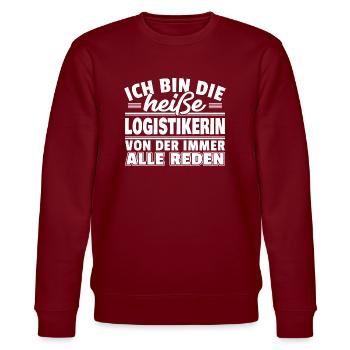 Heiße Logistikerin - Stanley/Stella Unisex Bio-Sweatshirt CHANGER  - Burgunderrot - Vorne - Nik (191cm) & Marisol (170cm)