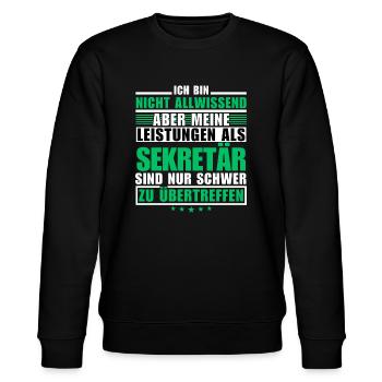 Unsurpassed performance as a secretary - Stanley/Stella CHANGER Unisex Organic Sweatshirt - black - Front - Nik (191cm) & Marisol (170cm)
