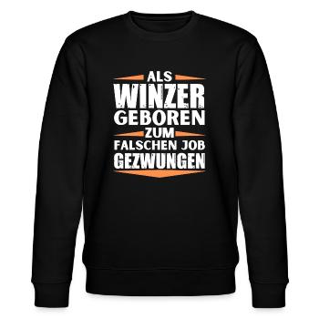 Winzer im falschen Job gelandet - Stanley/Stella Unisex Bio-Sweatshirt CHANGER  - Schwarz - Vorne - Nik (191cm) & Marisol (170cm)