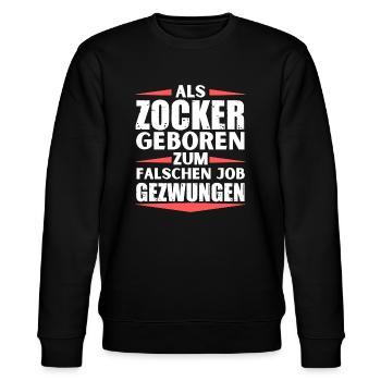 Zocker im falschen Job gelandet - Stanley/Stella Unisex Bio-Sweatshirt CHANGER  - Schwarz - Vorne - Nik (191cm) & Marisol (170cm)