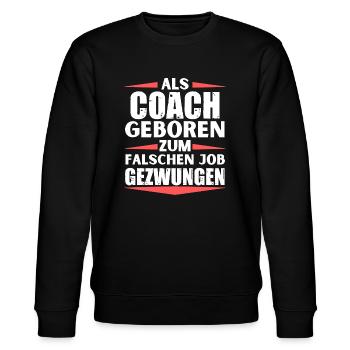 Coach im falschen Job gelandet - Stanley/Stella Unisex Bio-Sweatshirt CHANGER  - Schwarz - Vorne - Nik (191cm) & Marisol (170cm)