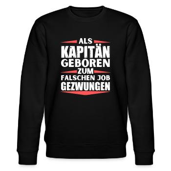 Kapitän im falschen Job gelandet - Stanley/Stella Unisex Bio-Sweatshirt CHANGER  - Schwarz - Vorne - Nik (191cm) & Marisol (170cm)