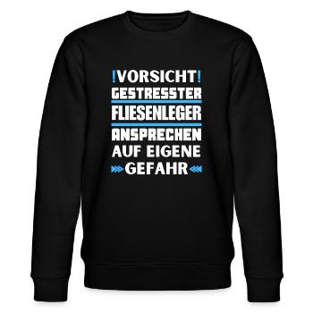 Gestresster Fliesenleger nicht ansprechen! - Stanley/Stella Unisex Bio-Sweatshirt CHANGER  - Schwarz - Vorne - Nik (191cm) & Marisol (170cm)