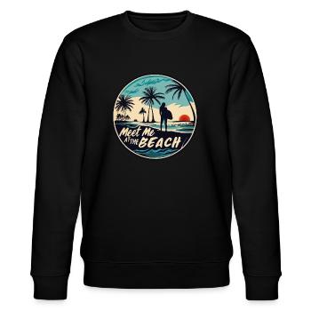 Meet Me At The Beach Surfer Girl Spruch Zitat - Stanley/Stella Unisex Bio-Sweatshirt CHANGER  - Schwarz - Vorne - Nik (191cm) & Marisol (170cm)