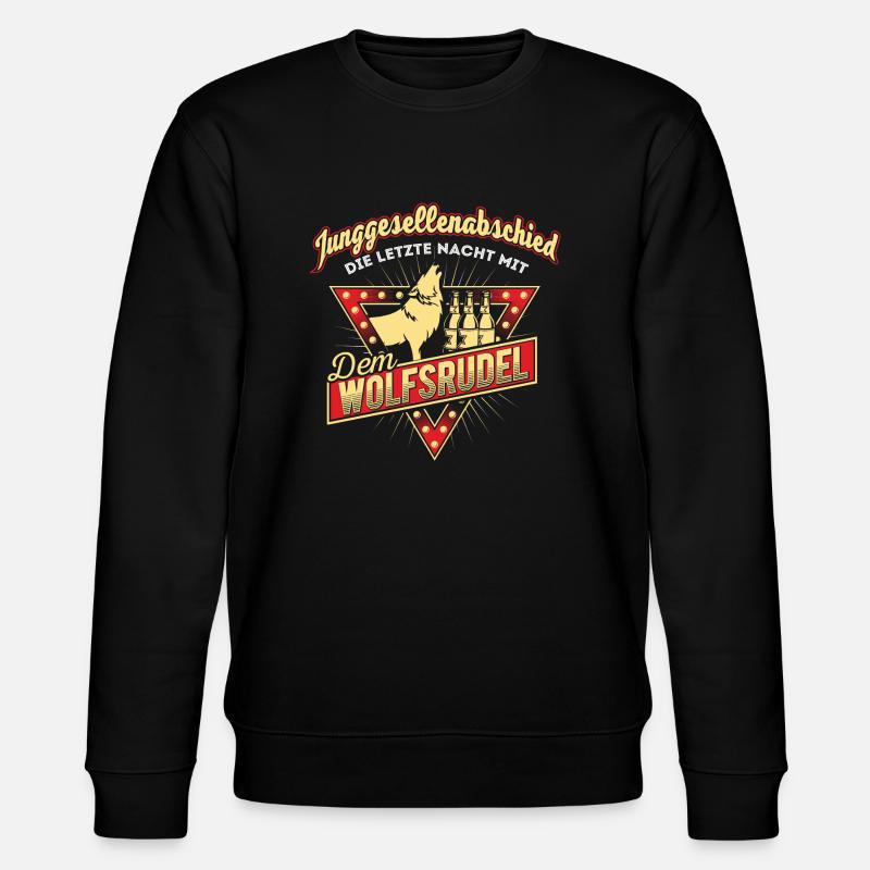 Junggesellenabschied Wolf JGA - Stanley/Stella Unisex Bio-Sweatshirt CHANGER  - Schwarz