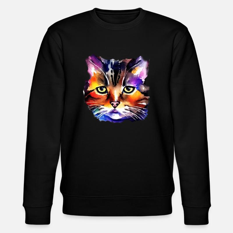 Katzengesicht 5 - Stanley/Stella Unisex Bio-Sweatshirt CHANGER  - Schwarz