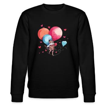 Mina die Ballonkatze - Stanley/Stella Unisex Bio-Sweatshirt CHANGER  - Schwarz - Vorne - Nik (191cm) & Marisol (170cm)