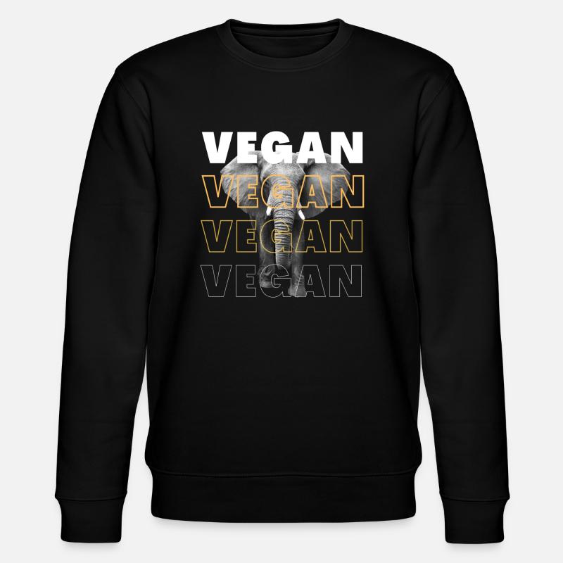 Vegan Elefant - Stanley/Stella Unisex Bio-Sweatshirt CHANGER  - Schwarz