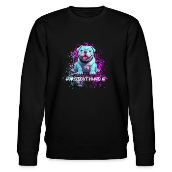 Vorsicht Hund Süßer Blauer Hund ist Fröhlich - Stanley/Stella Unisex Bio-Sweatshirt CHANGER  - Schwarz - Vorne - Nik (191cm) & Marisol (170cm)