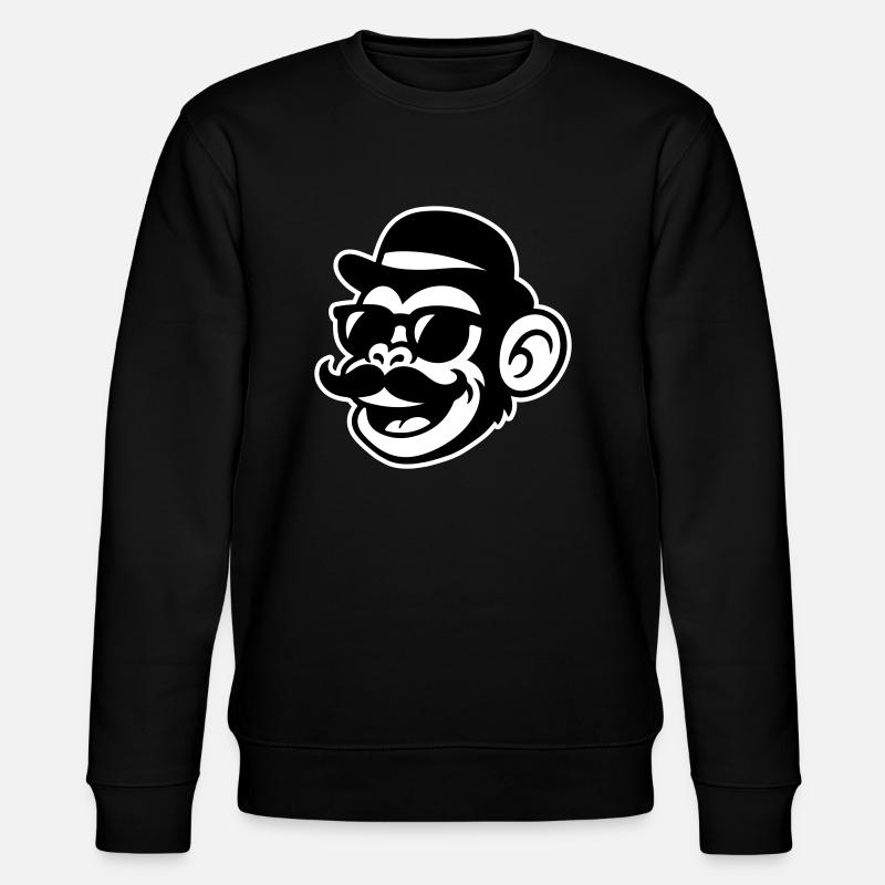 Affe Sir Mustache - Stanley/Stella Unisex Bio-Sweatshirt CHANGER  - Schwarz