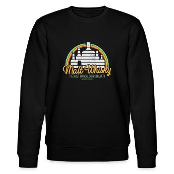 "Malt Whisky" - Für Whisky-Fans - Stanley/Stella Unisex Bio-Sweatshirt CHANGER  - Schwarz - Vorne - Nik (191cm) & Marisol (170cm)