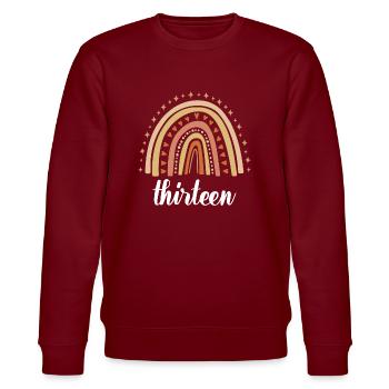 Orange Rainbow Thirteen Years 13th Birthday - Stanley/Stella CHANGER Unisex Organic Sweatshirt - burgundy - Front - Nik (191cm) & Marisol (170cm)