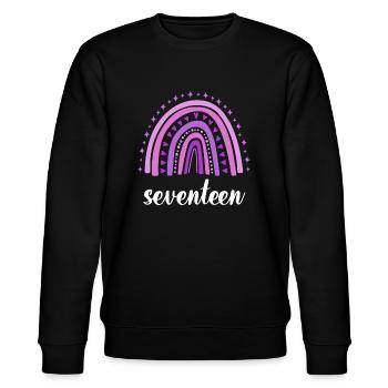 Lila Regenbogen Siebzehn Jahre 17. Geburtstag - Stanley/Stella Unisex Bio-Sweatshirt CHANGER  - Schwarz - Vorne - Nik (191cm) & Marisol (170cm)
