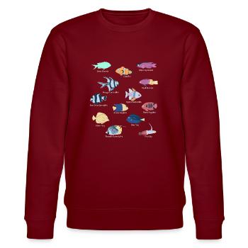 Saltwater aquarium tropical fish - Stanley/Stella CHANGER Unisex Organic Sweatshirt - burgundy - Front - Nik (191cm) & Marisol (170cm)