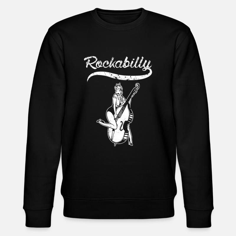 Rockabilly PinUp Kontrabass - Stanley/Stella Unisex Bio-Sweatshirt CHANGER  - Schwarz
