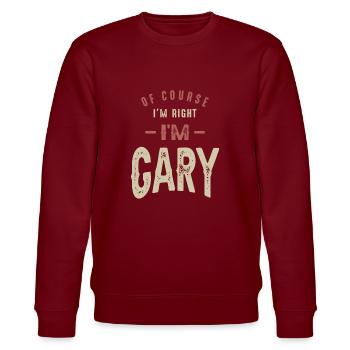 I'm Gary Funny Personalized Name - Stanley/Stella CHANGER Unisex Organic Sweatshirt - burgundy - Front - Nik (191cm) & Marisol (170cm)