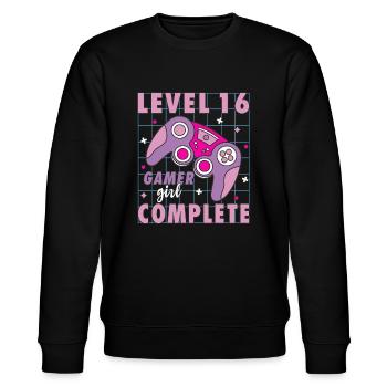 16. Geburtstag Level 16 Complete Gamer Girl - Stanley/Stella Unisex Bio-Sweatshirt CHANGER  - Schwarz - Vorne - Nik (191cm) & Marisol (170cm)