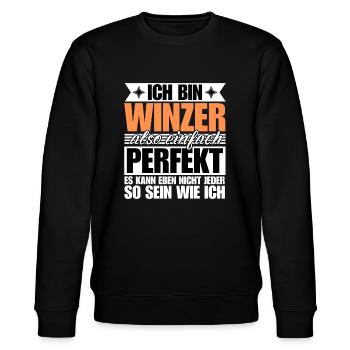 Perfekter Winzer - Stanley/Stella Unisex Bio-Sweatshirt CHANGER  - Schwarz - Vorne - Nik (191cm) & Marisol (170cm)