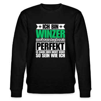 Perfekter Winzer - Stanley/Stella Unisex Bio-Sweatshirt CHANGER  - Schwarz - Vorne - Nik (191cm) & Marisol (170cm)