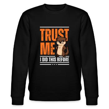 Otter Spruchshirt – Vertrau mir, ich kann das - Stanley/Stella Unisex Bio-Sweatshirt CHANGER  - Schwarz - Vorne - Nik (191cm) & Marisol (170cm)