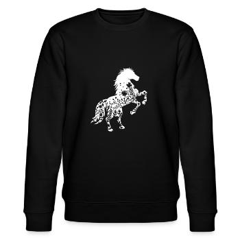Pferd mit Blumen - Stanley/Stella Unisex Bio-Sweatshirt CHANGER  - Schwarz - Vorne - Nik (191cm) & Marisol (170cm)