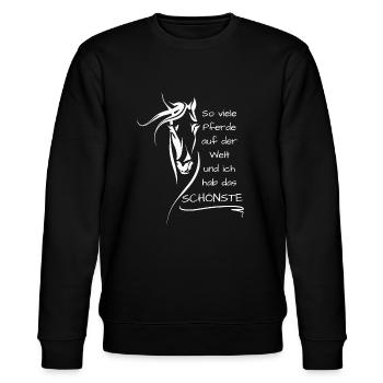 Das schönste Pferd - Stanley/Stella Unisex Bio-Sweatshirt CHANGER  - Schwarz - Vorne - Nik (191cm) & Marisol (170cm)