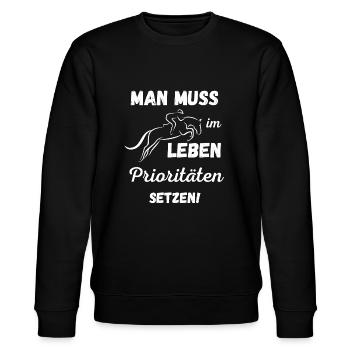 Prioritäten setzen - Stanley/Stella Unisex Bio-Sweatshirt CHANGER  - Schwarz - Vorne - Nik (191cm) & Marisol (170cm)