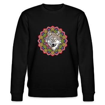 Wald Tier Waldbewohner Geschenk Mandala Wolf - Stanley/Stella Unisex Bio-Sweatshirt CHANGER  - Schwarz - Vorne - Nik (191cm) & Marisol (170cm)