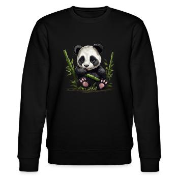Pandabär Bambus Panda Baby - Stanley/Stella Unisex Bio-Sweatshirt CHANGER  - Schwarz - Vorne - Nik (191cm) & Marisol (170cm)