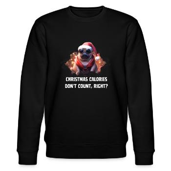 Christmas calories don t count right Mops - Stanley/Stella Unisex Bio-Sweatshirt CHANGER  - Schwarz - Vorne - Nik (191cm) & Marisol (170cm)