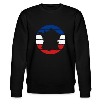 Frankreich Flagge Trikolore Französische Fahne - Stanley/Stella Unisex Bio-Sweatshirt CHANGER  - Schwarz - Vorne - Nik (191cm) & Marisol (170cm)