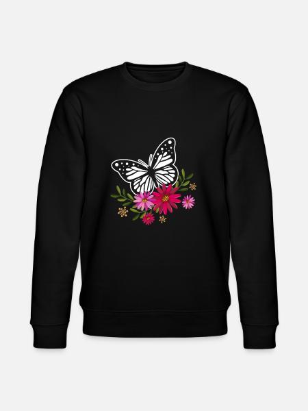 Butterfly With Flowers - Stanley/Stella CHANGER Unisex Organic Sweatshirt - black