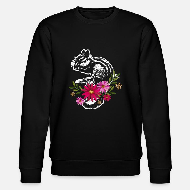 Chipmunk mit Blumen - Stanley/Stella Unisex Bio-Sweatshirt CHANGER  - Schwarz