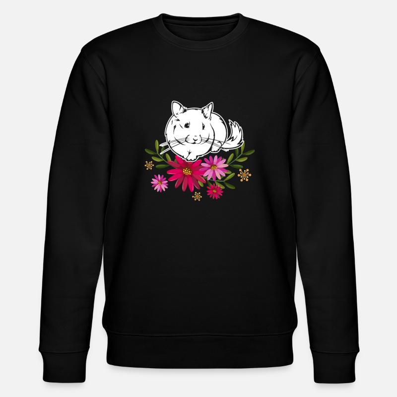 Chinchilla avec des fleurs - Sweat bio CHANGER Stanley/Stella Unisexe - noir