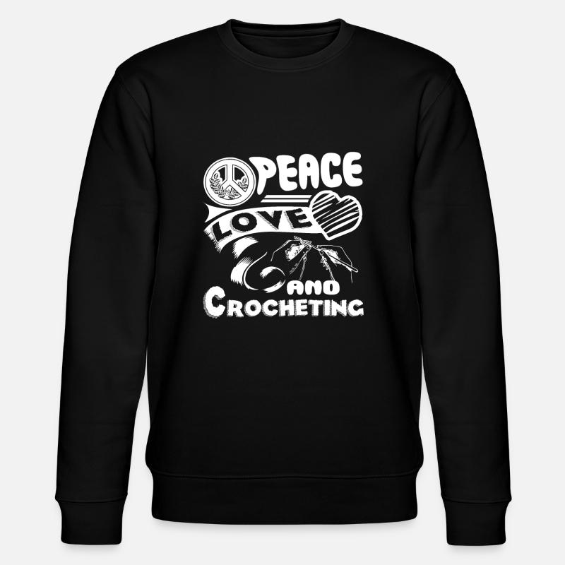 Häkeln Frieden Liebe Häkeln - Stanley/Stella Unisex Bio-Sweatshirt CHANGER - Schwarz