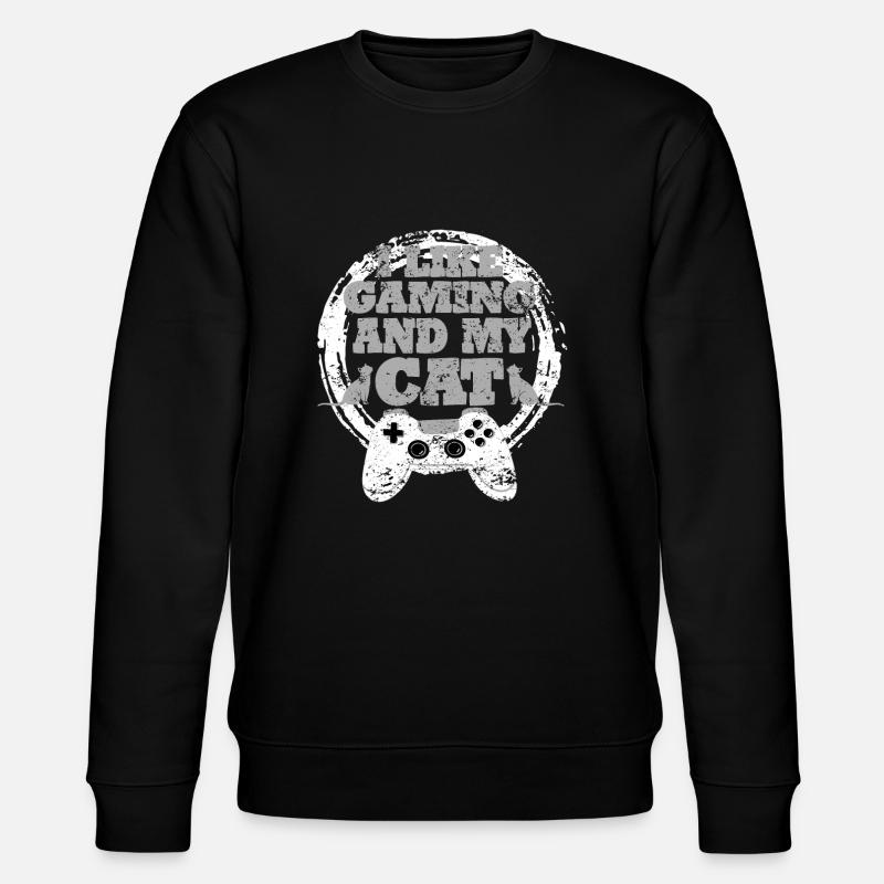 Gaming Cat Gift Idea - Stanley/Stella CHANGER Unisex Organic Sweatshirt - black