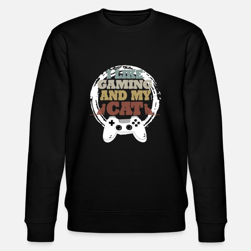 Gaming Cat Gift Idea - Stanley/Stella CHANGER Unisex Organic Sweatshirt - black